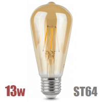 Лампа LED филамент ST64 золотистая 13Вт - ТКМ-Электро