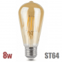 Лампа LED филамент ST64 золотистая 8Вт - ТКМ-Электро